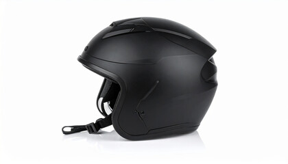 Fototapeta premium Close-up of a matte black motorcycle helmet on a white background