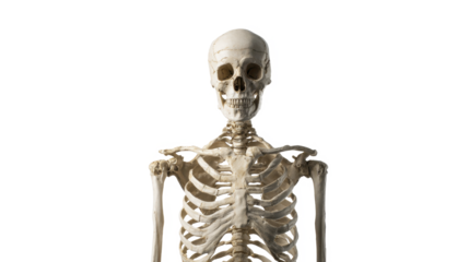 Human Skeleton Torso Anatomy Model on a Transparent Background PNG Image for Medical and Educational Purposes