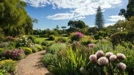Serene Garden Path: A Picturesque Landscape