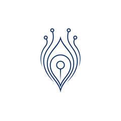 Minimalist Peacock Tail Symbol Logo Icon.eps