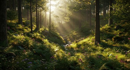 Obraz premium Sunlit Forest Path (4)