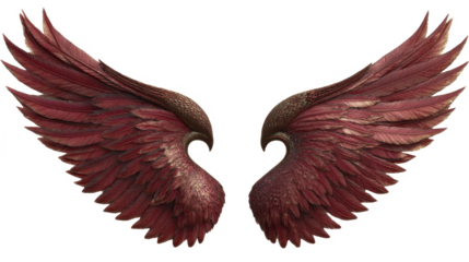 Deep feathered wings on a transparent background, isolated majestic PNG image