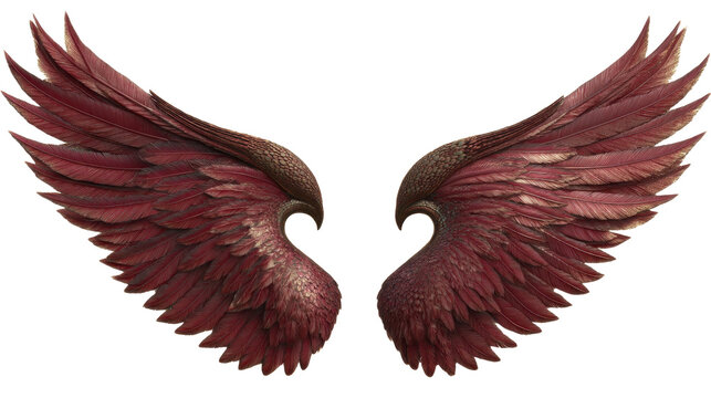 Deep feathered wings on a transparent background, isolated majestic PNG image