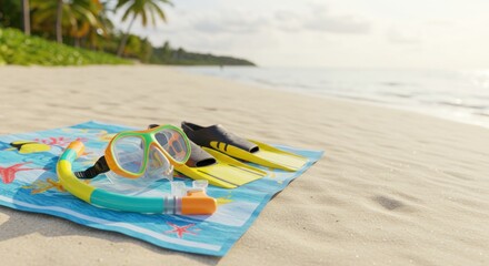 Beach gear on towel
