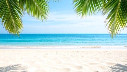 Tropical beach scene with palm trees
