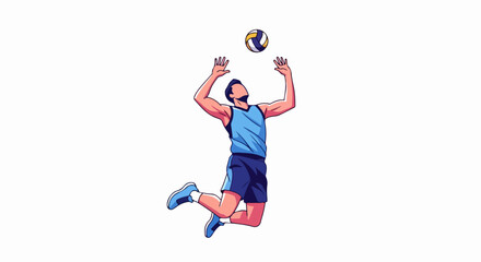 Obraz premium Dynamic athlete spikes volleyball mid-air showcasing athletic skill and competitive spirit for sports content