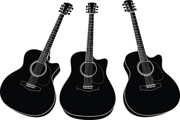 guitar, acoustic, silhouette, music, instrument, black, vector, sound, string, icon, design, graphic, equipment, flat, shape, guitar icon, acoustic vector, silhouette design, musical instrument