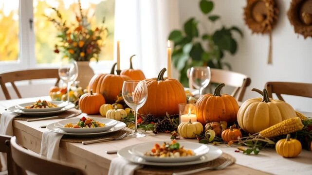 Autumnal thanksgiving table setting
