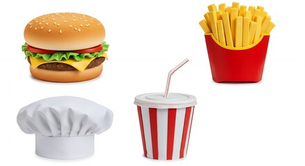 Food items isolated restaurant theme