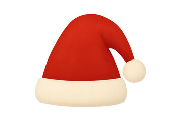 Santa claus iconic red hat featuring white fluffy trim, symbolizing seasonal cheer and winter holiday spirit