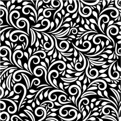 Seamless Leaf Pattern Background &ndash; Black Textile Texture Vector