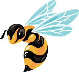 Illustration of Flying Yellow Honey Bee