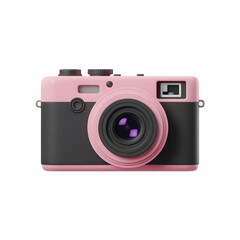 Charming pink and gray retro camera captures moments with vintage appeal and modern style