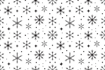 monochrome geometric snowflake star pattern vector for minimalistic winter decor and holiday design