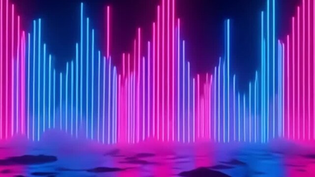 neon stripe background, retro wave loop, vaporwave abstract video, vertical wavy animation, bold neon colors, 4K seamless background, electric color motion, synthwave loop, glowing lines background, 