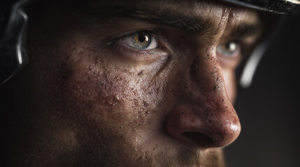 Obraz premium Close up on an American football player