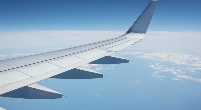 Airplane wing over clouds (1)