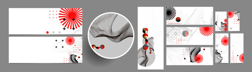 Poster design Japanese style templates set invitations white background to beauty texture from lines abstract background for book cover brochure textur