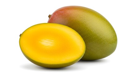 Juicy mango halves offer a vibrant, tropical taste, perfect for summer recipes and healthy eating promotions, adding a touch of exotic sweetness to your designs