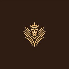 Abstract king logo in modern and regal artistic style.
