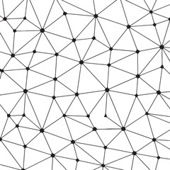data flow network vector illustration with black nodes and connecting lines for abstract web technology and science