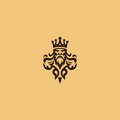 Abstract king logo in modern and regal artistic style.
