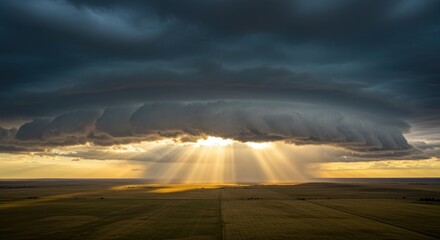 Dramatic storm over fields