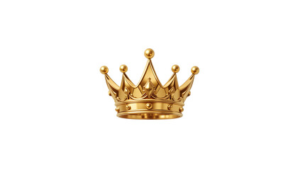 Fototapeta premium Realistic gold crown icon with shiny reflections, isolated on transparent png white background 
