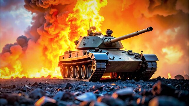 a tank carrying out its duties on the battlefield 6