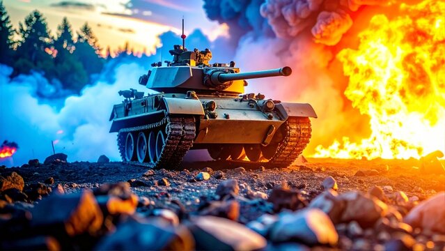 a tank carrying out its duties on the battlefield 14