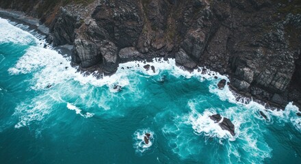 Coastal cliffs and waves