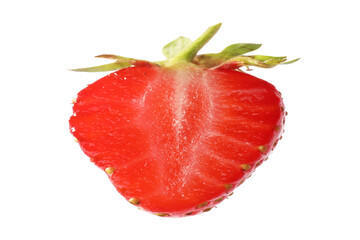 Piece of ripe strawberry isolated on white