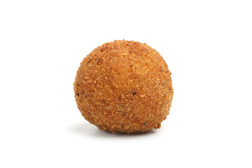 One delicious fried croquette ball isolated on white