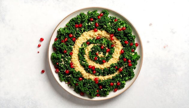 Spiral kale salad with couscous and pomegranate - Powered by Adobe
