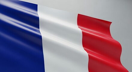 French Flag Waving in Wind with Vibrant Colors and Soft Lighting for National Pride and Cultural Celebrations