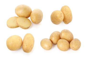 Obraz premium Fresh raw potatoes isolated on white, set