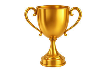Golden trophy with handles representing achievement, success, and winning on transparent background