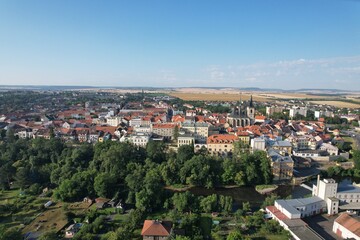 Obraz premium Louny historical town and city center aerial panorama, Ceske Stredohori,Bohemia Czech republic, old town square and streets landmark