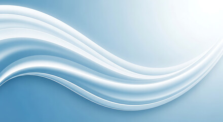 Obraz premium Abstract flowing white silk fabric wave on a soft blue gradient background