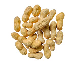 Ripe peanuts most delicious snacks isolated on a white background.