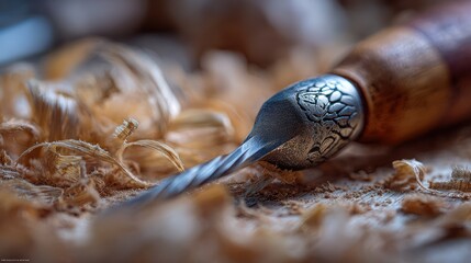 Close-up of a woodworking chisel