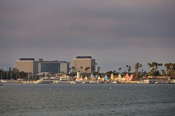 The glow from the sunset lights up Marina Del Rey's FIsherman along the Los Angeles coast