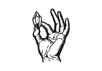 Ok sign hand gesture hand drawn vector illustration