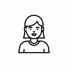 Obraz premium Smiling Young Woman with Medium-Length Hair in Simple Line Art Design for Websites, Blogs, Marketing Materials, Social Media, and Educational Content 