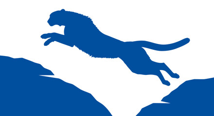 blue cheetah silhouette leaping dynamic speed power for design