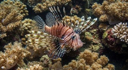Lionfish on coral reef