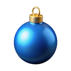 3d blue christmas ornament isolated on transparent background
