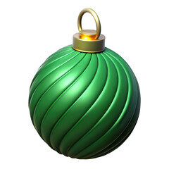 3d green swirl christmas ornament isolated on transparent background