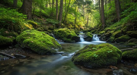 Obraz premium Lush forest stream (2)