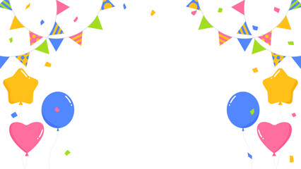 ガーランド、旗、紙吹雪、風船のデコレーションフレーム © 20